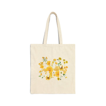 Floral Cotton Canvas Tote Bag - Eco-Friendly & Stylish for Everyday Use