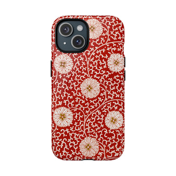 Red Floral Pattern- Tough iPhone MagSafe® Case