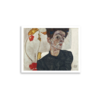 Self-Portrait With Physalis by Egon Schiele - Premium Poster