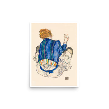Seated Woman Back View by Egon Schiele- Premium Poster