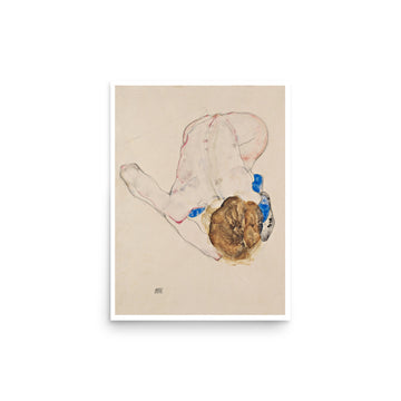 Nude with Blue Stockings by Egon Schiele- Premium Poster