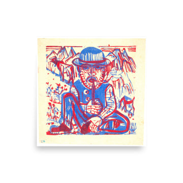 Smoking Peasant by Ernst Ludwig Kirchner- Premium Poster