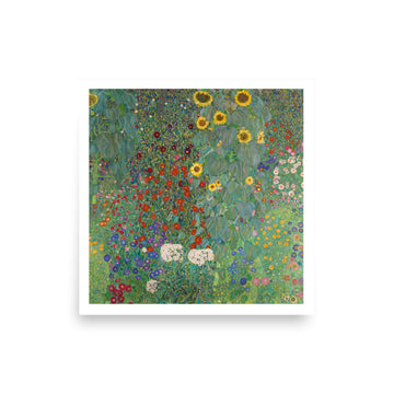 Farm Garden with Sunflowers by Klimt- Premium Poster