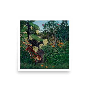 Fight between a Tiger and a Buffalo by Henri Rousseau- Premium Poster