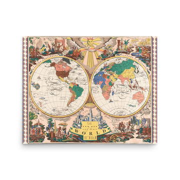 The new map of the world by Edward Everett Henry- Premium Poster