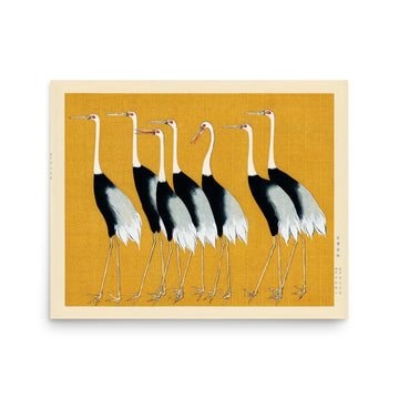 Flock of beautiful Japanese red crown crane by Ogata Korin- Premium Poster