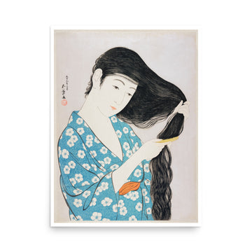Woman Combing Her Hair by Goyō Hashiguchi- Premium Poster