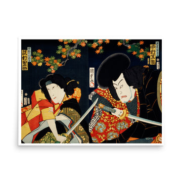 Portraits of Actors by Toyohara Kunichika- Premium Poster