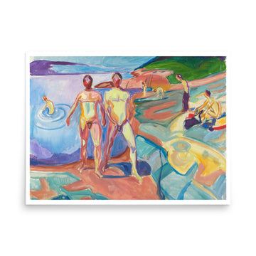 Bathers on Rocks by Edvard Munch- Premium Poster