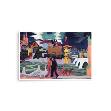 View of Basel and the Rhine by Ernst Ludwig Kirchner- Premium Poster