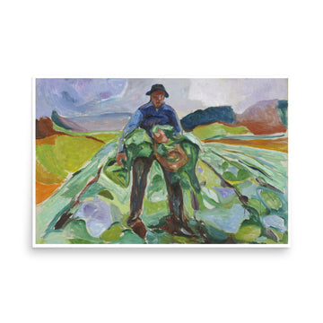 Man in the Cabbage Field by Edvard Munch- Premium Poster